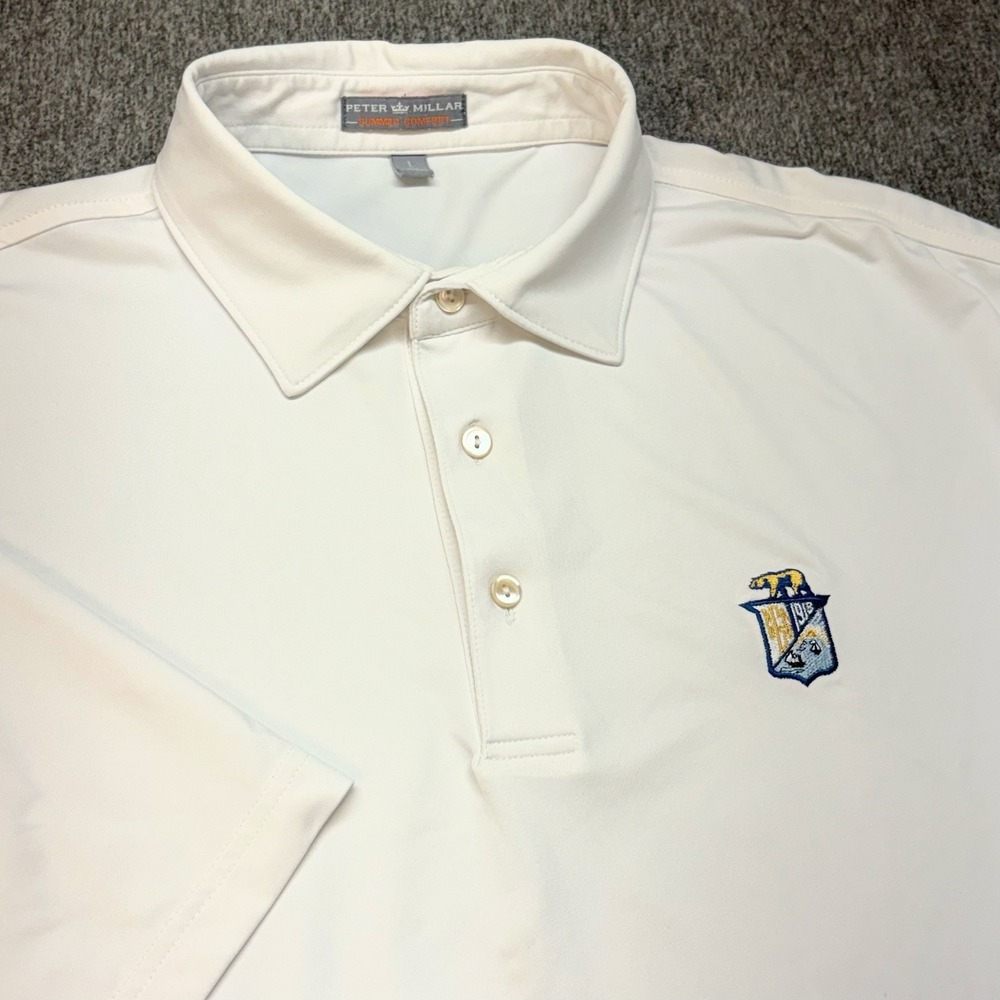 Peter Millar Polo Shirt Mens Large White Solid Summer Comfort Golf Performance